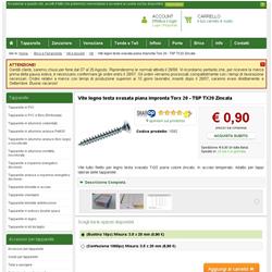 Vite legno testa svasata piana impronta Torx 20 - TSP TX20 Zincata