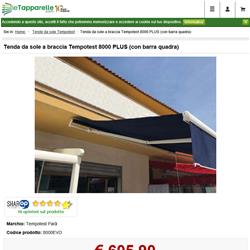 Tenda da sole a braccia Tempotest 8000 PLUS (con barra quadra)